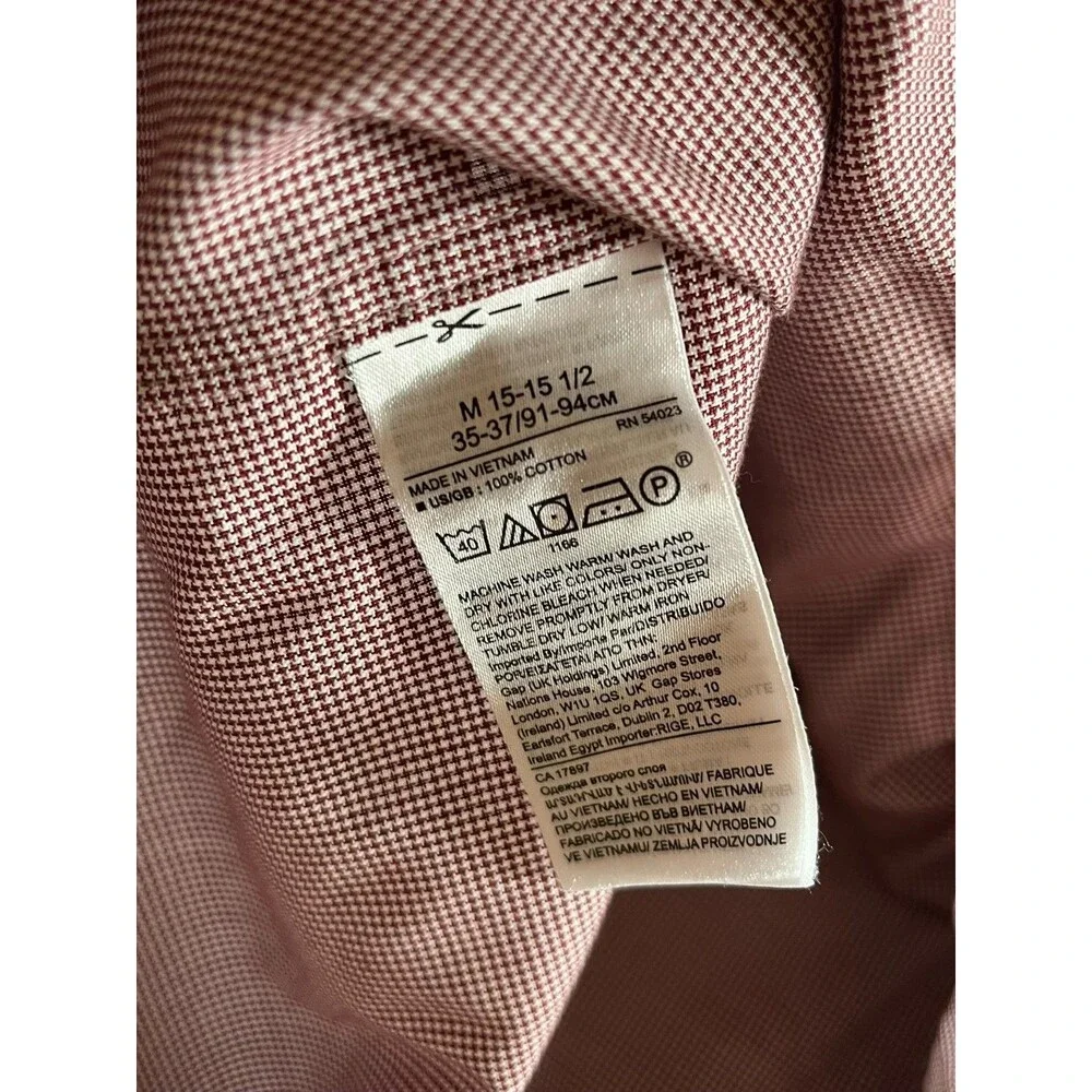 M Banan Republic No Iron cotton slim fit cranberry houndstooth